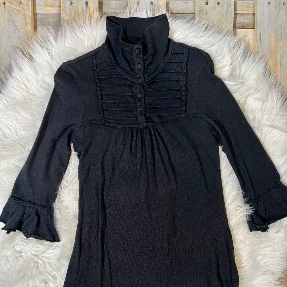 EUC + Rare ✵☽Free People☾✵ VNTG Black Cotton Military Tunic Mini Dress | Small